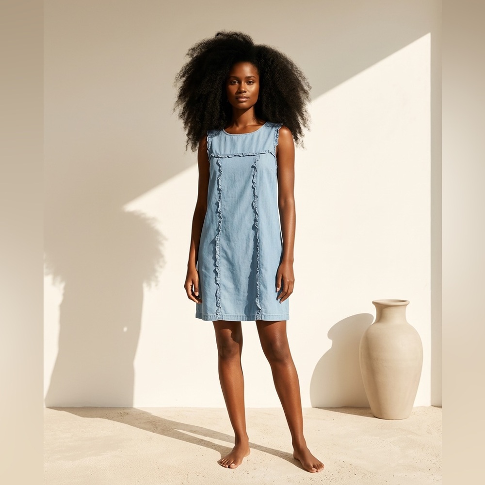 Chelsea & Theodore Sleeveless Chambray Dress